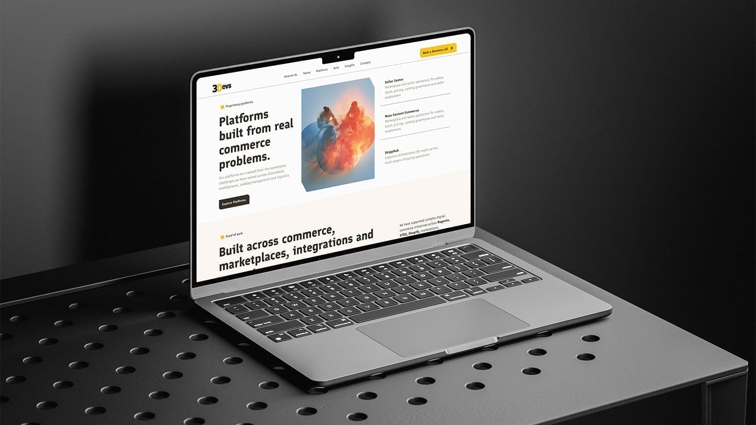 3Devs homepage concept on a desktop screen.