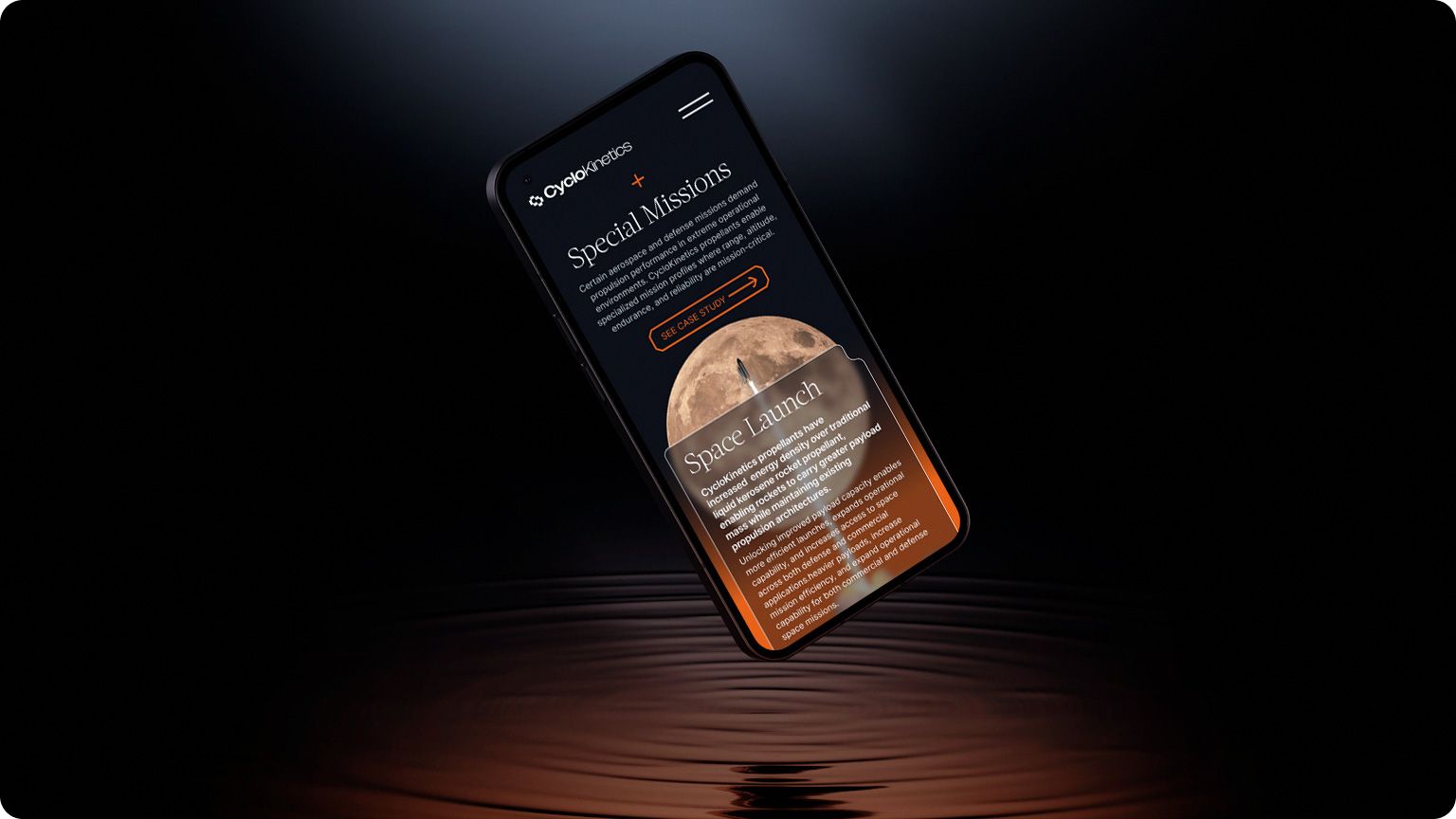 Special Missions page with a Space Launch card on a smartphone.