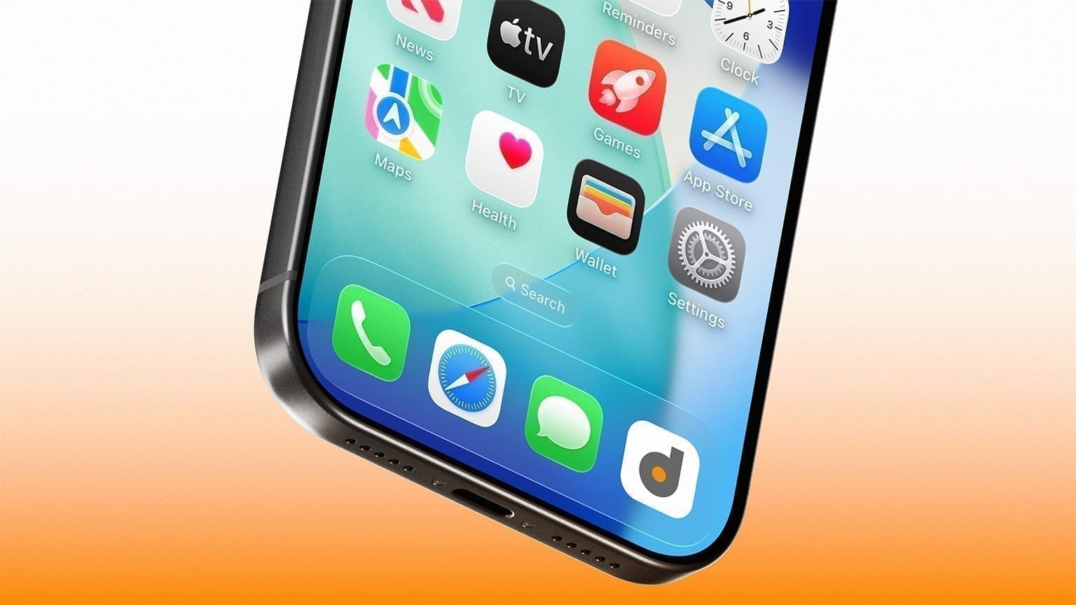 Close-up of an iPhone home screen with the Doto app icon in the dock beside Phone, Safari, and Messages.