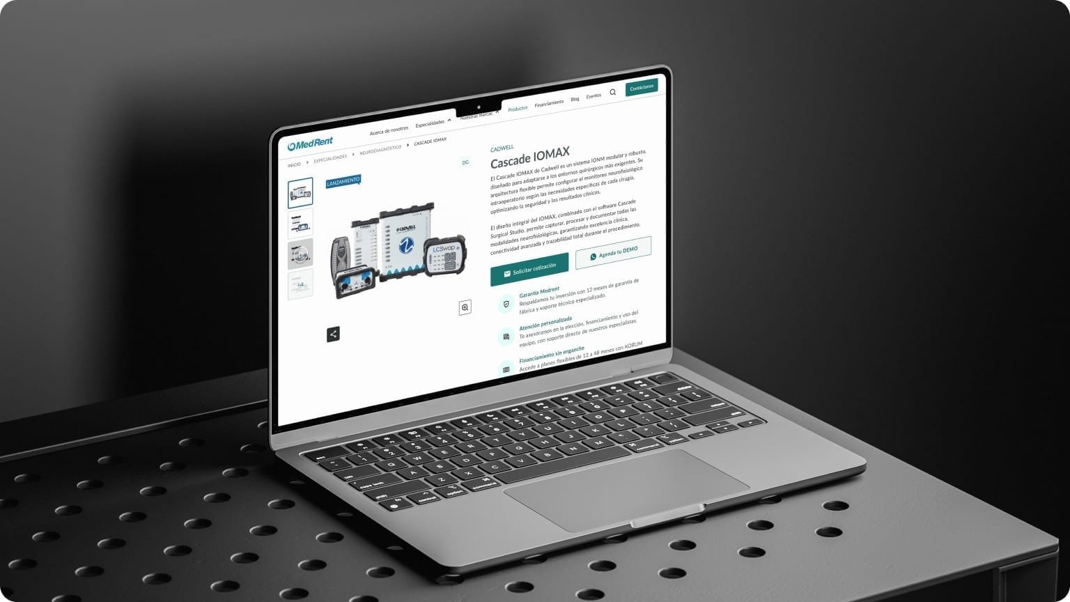 Medical technology PDP with evaluation content and demo or quote actions.