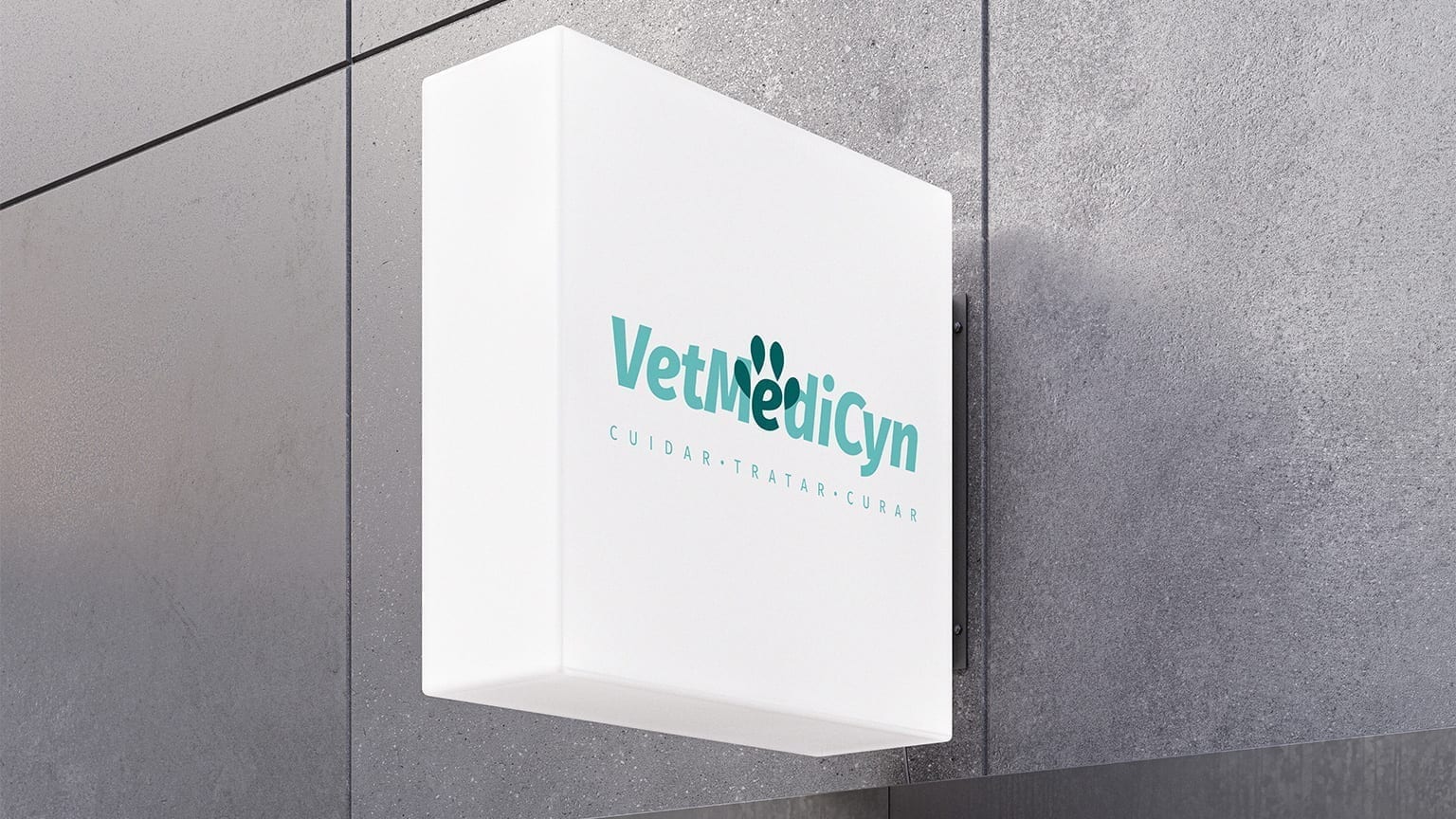 Vetmedicyn logo on an outdoor lightbox sign.