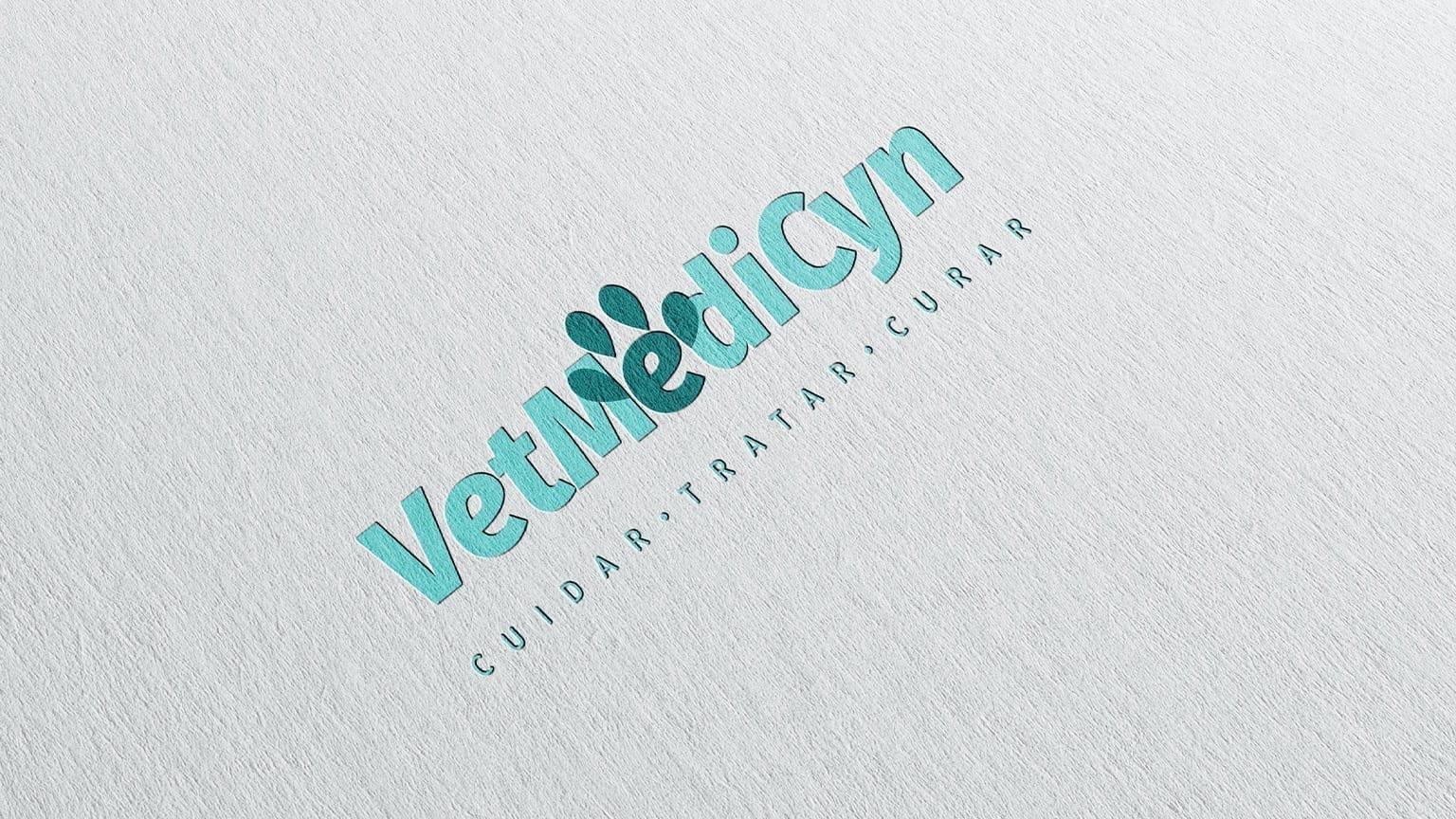 Vetmedicyn wordmark and paw symbol on textured paper.