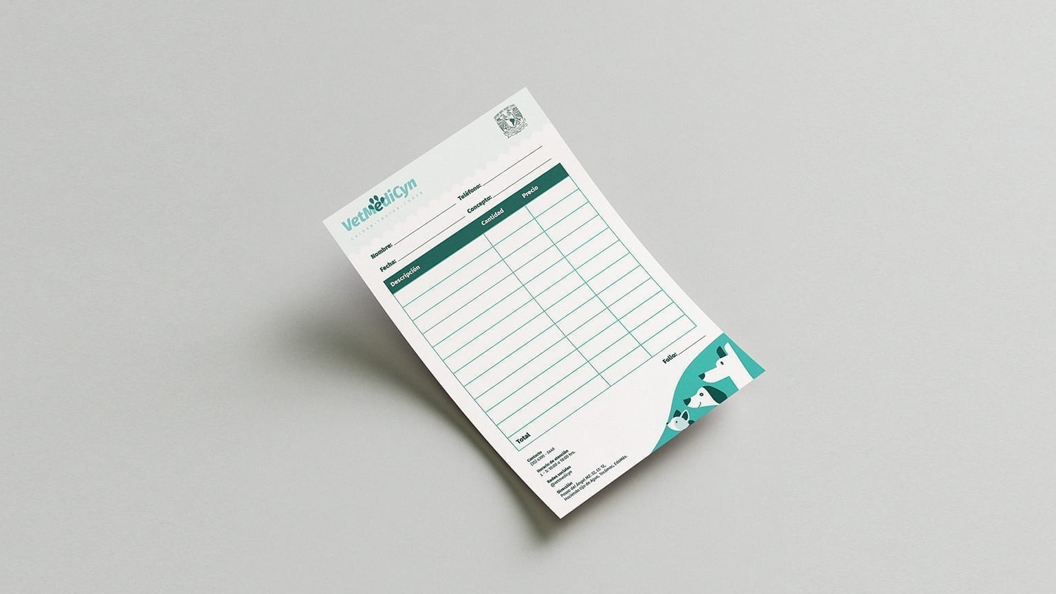 Vetmedicyn branded invoice form with a service table.