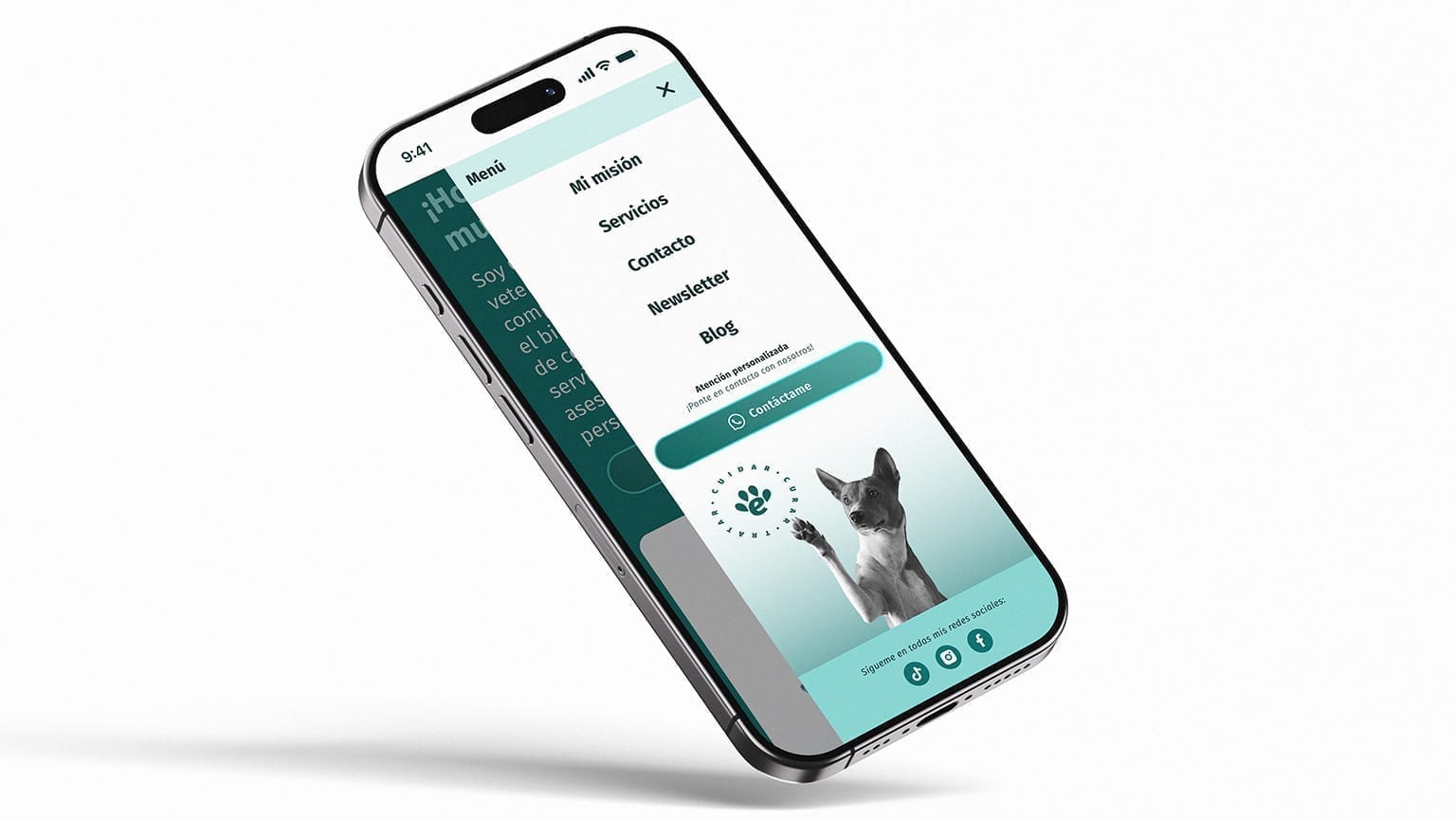 Vetmedicyn mobile navigation menu on a smartphone.