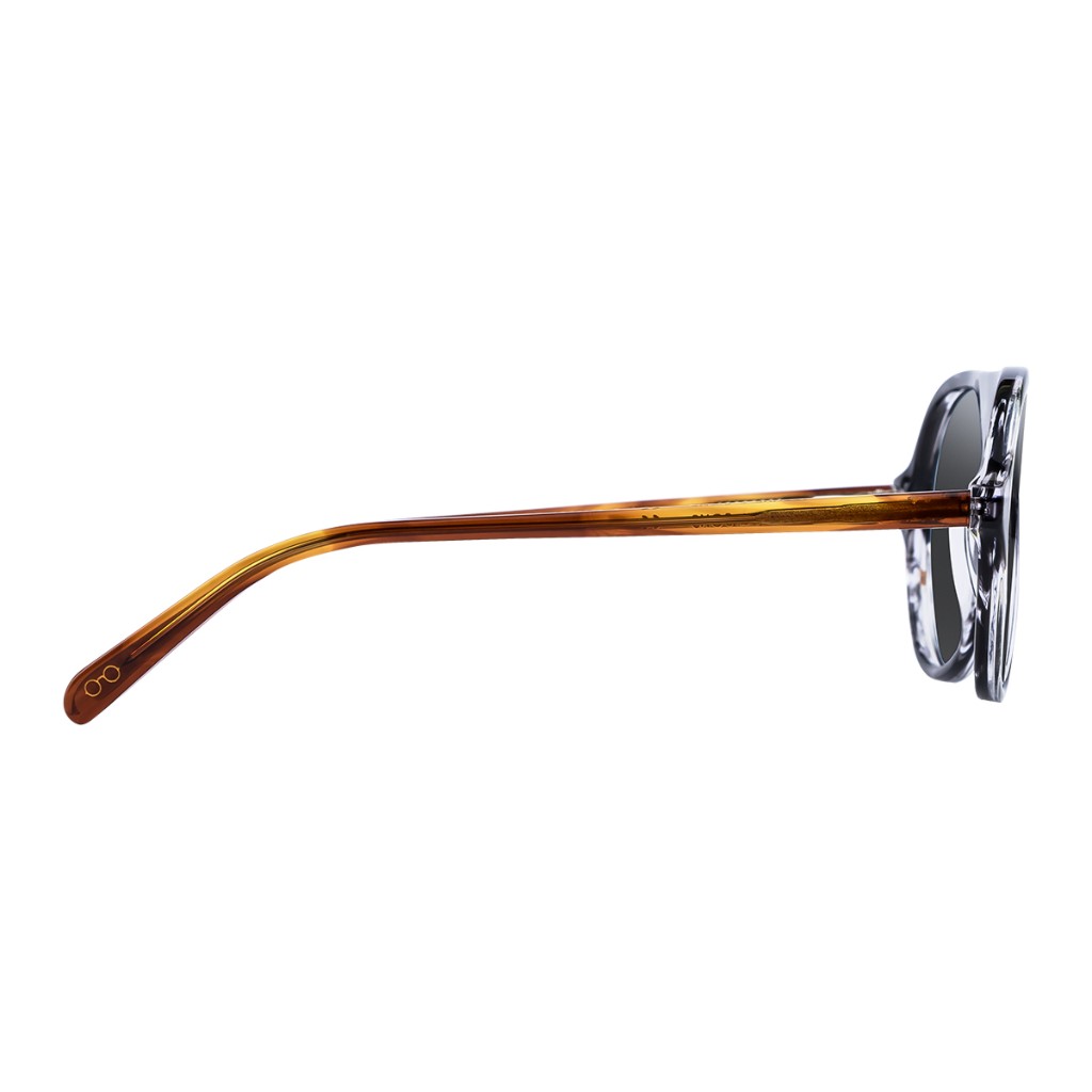 Grey-orange translucent acetate aviator sunglasses with solid grey lenses; interior Grey/Orange marking. Arthur & Sons Mexico collection — photograph 113 of 119.