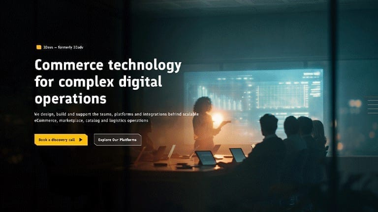 3devs (formerly 3adv) — commerce technology for complex digital operations: studio website motion animation.